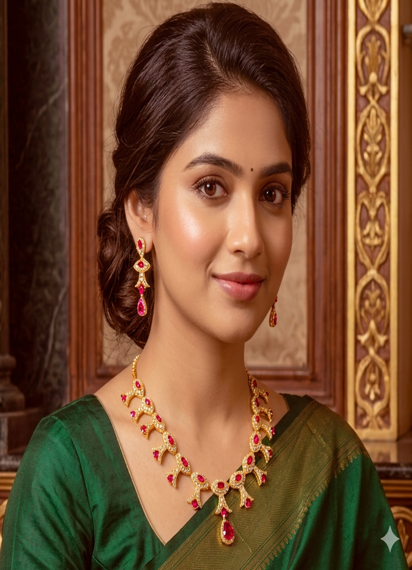 American Diamond & Royal Ruby Jewelry Set