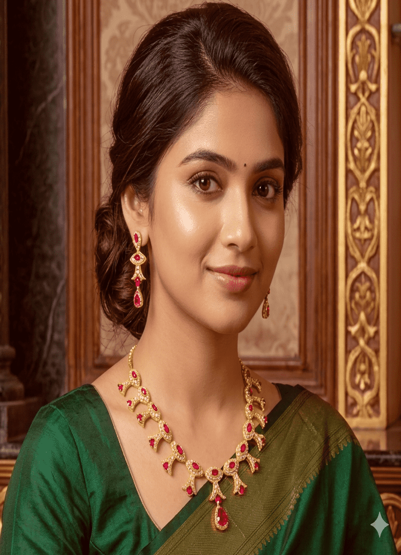 American Diamond & Royal Ruby Jewelry Set
