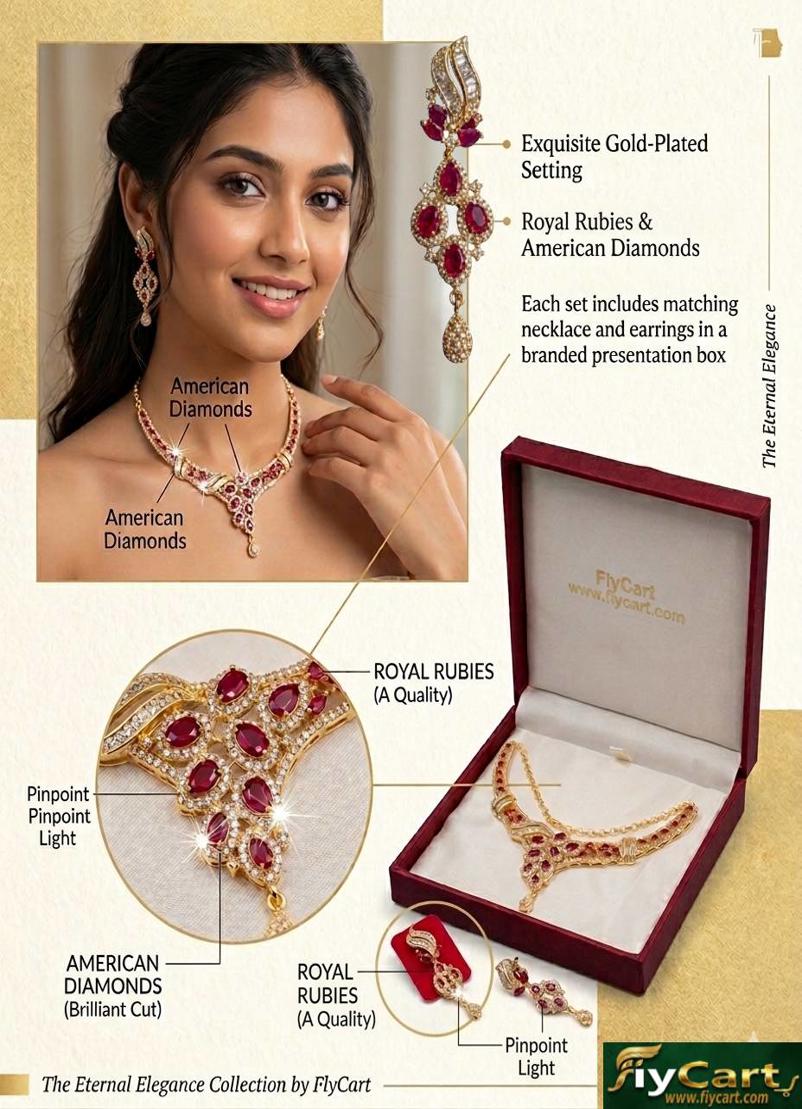 The Ruby & Cubic Zirconia Collection - Elegant Necklace Set view 1
